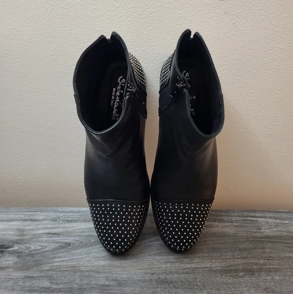 Stelle Monelle Studded Black Leather Ankle Boots Size 40 - Picture 4 of 13